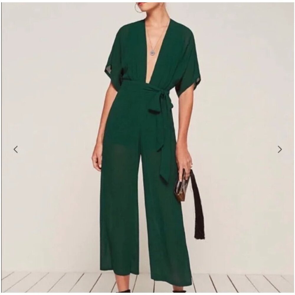 Reformation Swiss Jumpsuit, green, Size 6 - Picture 1 of 10